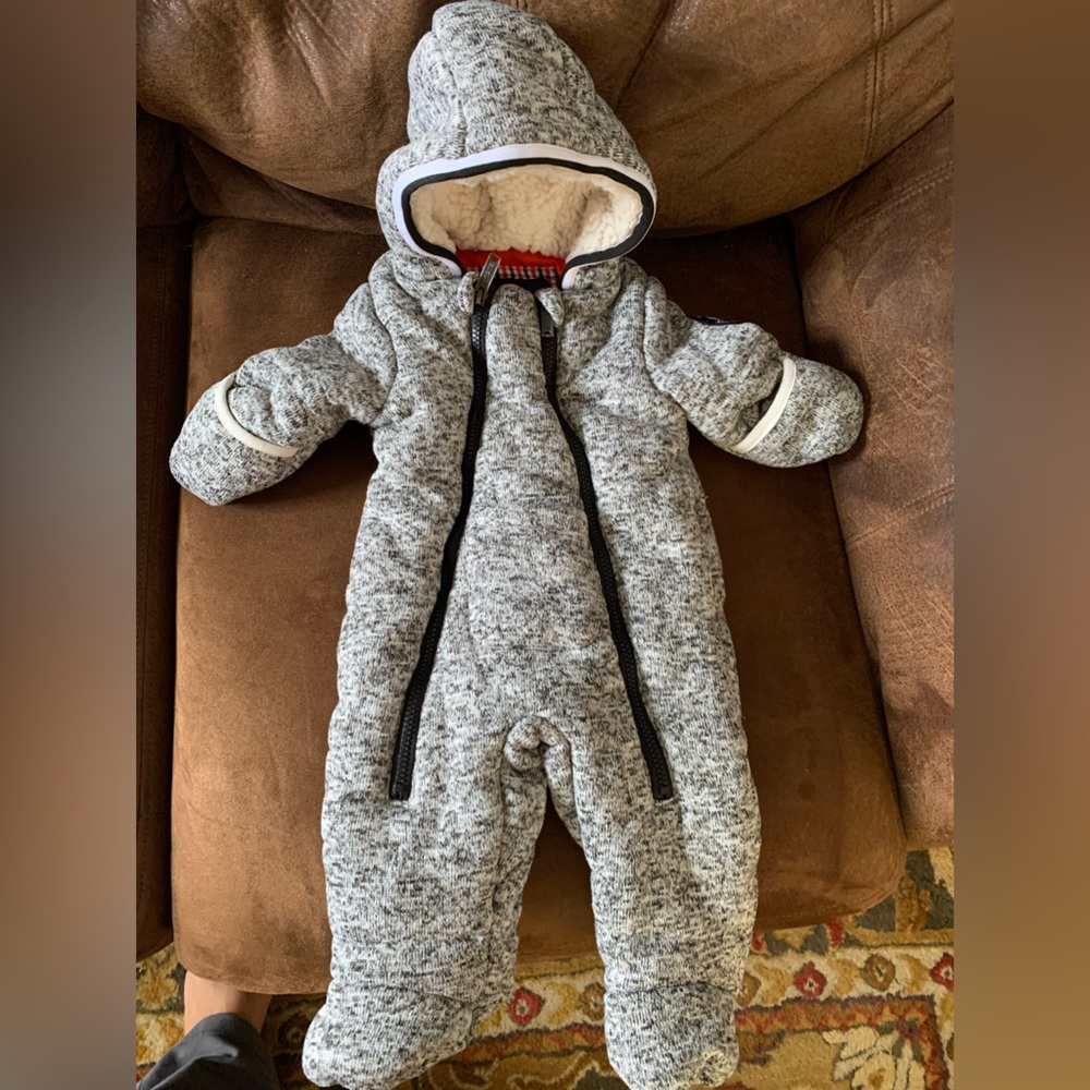 Ben Sherman Baby Boys' Snowsuit - Sweater Fleece Lined Winter Pram Suit 3/6M